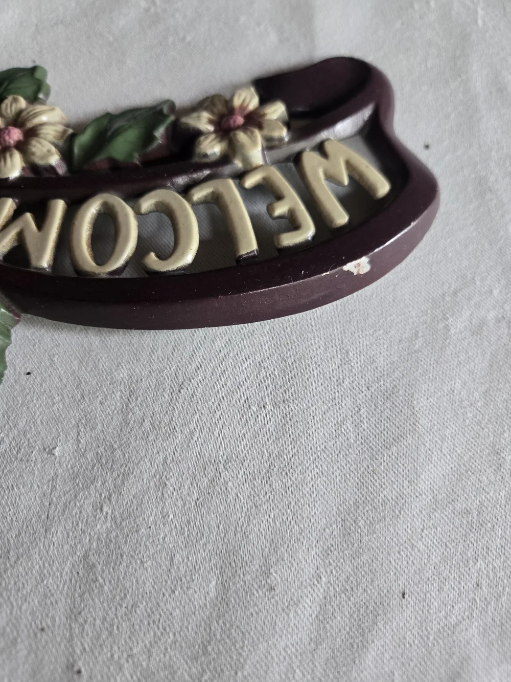 Welcome Friends Floral Cast Iron Wall Sign